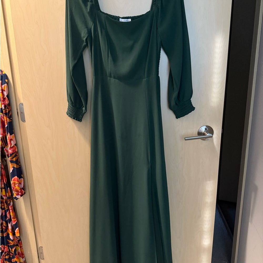 Elegant Green Long Sleeve Dress